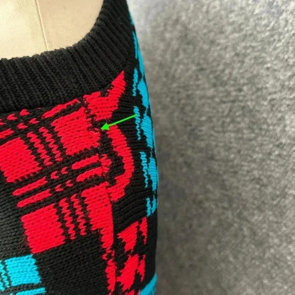 Vintage 80s Patchwork Sweater Womens M/L Colorful Relaxed Long Knit Pullover Top - Picture 3 of 15